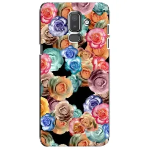 Чехлы с тематикой "ЦВЕТЫ" на Samsung Galaxy J8-2018, J810 (Цветы на черном)