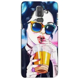 Чехол с картинкой Модные Девчонки Samsung Galaxy J8-2018, J810 (Девушка с коктейлем)