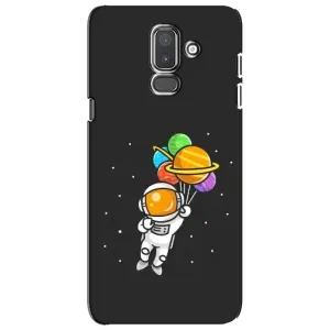 Силиконовый Чехол с принтом "Космонавты" на Samsung Galaxy J8-2018, J810 (Космонавт с шариками)