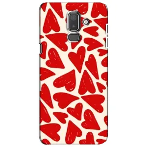 Чехлы с тематикой "Маленькие Сердечки" на Samsung Galaxy J8-2018, J810 (Красные сердечка)