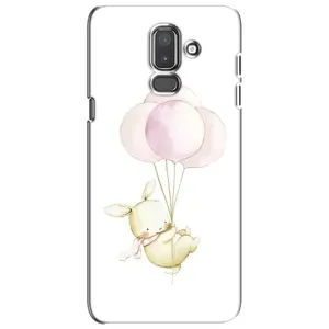 Силиконовый бампер с картинкой животных для Samsung Galaxy J8-2018, J810 (Кролик и шарики)