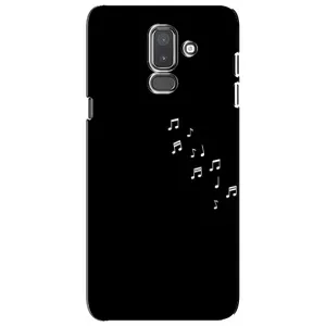 Чехол с картинками на черном фоне для Samsung Galaxy J8-2018, J810 (Ноты)