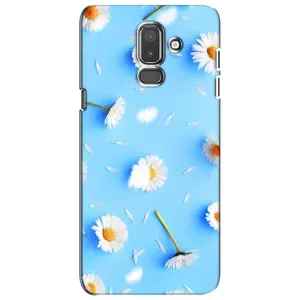 Чехол с Цветами для Samsung Galaxy J8-2018, J810 (ромашки на голубом)