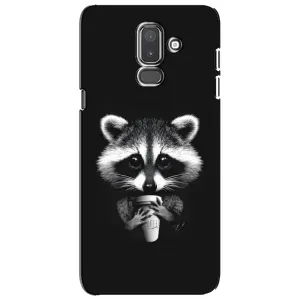 Силиконовый Чехол с Енотами на Samsung Galaxy J8-2018, J810 (С кофем)