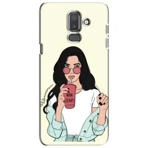 Силиконовый Чехол на Samsung Galaxy J8-2018, J810 с картинкой Стильных Девушек (С напитком)