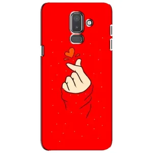 Чехлы (Знак сердечка) на Samsung Galaxy J8-2018, J810 (Сердце на красном)
