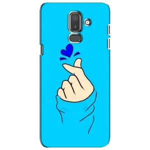 Чехлы (Знак сердечка) на Samsung Galaxy J8-2018, J810 (Сердце на синем)