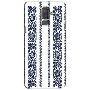 Силиконовый Чехол на Samsung Galaxy J8-2018, J810 с картинкой Вышиванки (Синяя вышиванка)