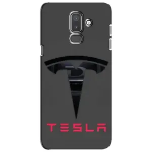 Силиконовый бампер с картинкой машины на Samsung Galaxy J8-2018, J810 (Logo TESLA)