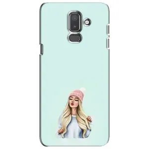 Силиконовый Чехол на Samsung Galaxy J8-2018, J810 с картинкой Стильных Девушек (В шапке)