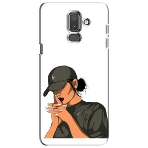 Силиконовый Чехол на Samsung Galaxy J8-2018, J810 с картинкой Стильных Девушек (В зеленом)