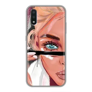 Силиконовый Чехол на Sansung Galaxy M01 (M015) с картинкой Стильных Девушек (Девушка и ресницы)