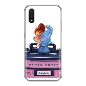 Силиконовый Чехол на Sansung Galaxy M01 (M015) с картинкой Стильных Девушек (Девушка на машине)