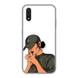 Силиконовый Чехол на Sansung Galaxy M01 (M015) с картинкой Стильных Девушек (В зеленом)
