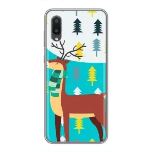 Силиконовый бампер с картинкой животных для Samsung Galaxy M02 (M022) (Олень с шарфом)