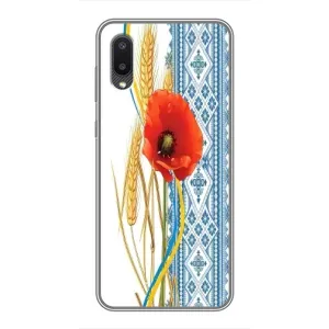 Силиконовый Чехол на Samsung Galaxy M02 (M022) с картинкой Вышиванки (Вышиванка с цветком)