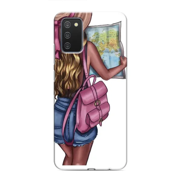 Чехол с рисунком «Девушка Путешественник» для Samsung Galaxy M02s Чехол с рисунком «Девушка Путешественник» для Samsung Galaxy M02s