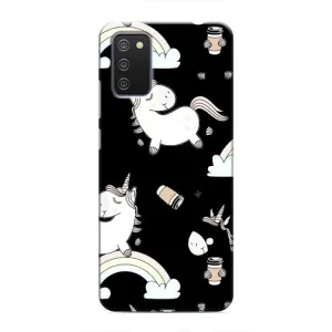 Чехол Unicorn на Samsung Galaxy M02s (Единорог с кофе)