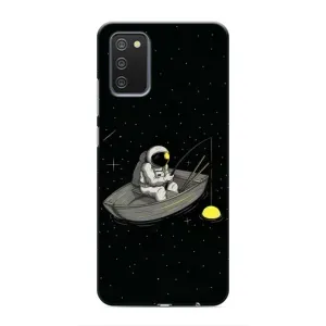 Силіконовый Чохол з принтом "Космонавти" на Samsung Galaxy M02s (Космонавт на рибалці)