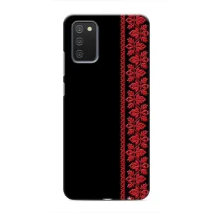 Силиконовый Чехол на Samsung Galaxy M02s (Красная Вышиванка)