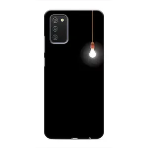 Чехол с картинками на черном фоне для Samsung Galaxy M02s (Лампочка)