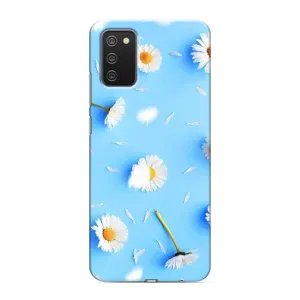 Чохол з Квітами для Samsung Galaxy M02s (ромашки на блакитному)
