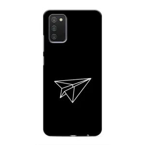 Чехол с картинками на черном фоне для Samsung Galaxy M02s (Самолетик)