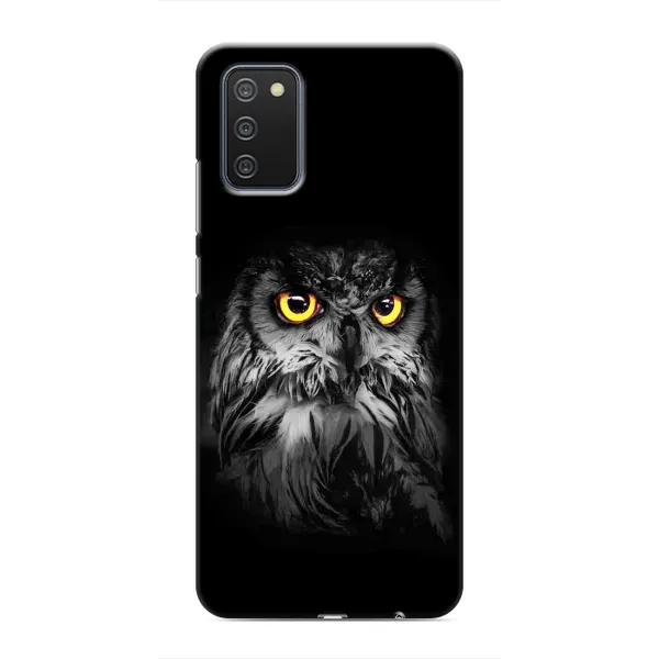 Чехол с рисунком «Сова на чёрном» для Samsung Galaxy M02s Чехол с рисунком «Сова на чёрном» для Samsung Galaxy M02s