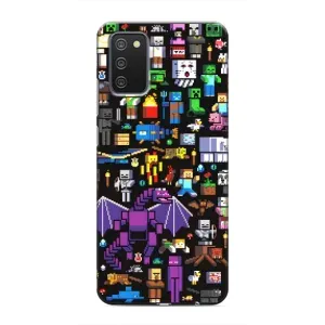 Чехол майнкрафт для Samsung Galaxy M02s (Все персонажи)