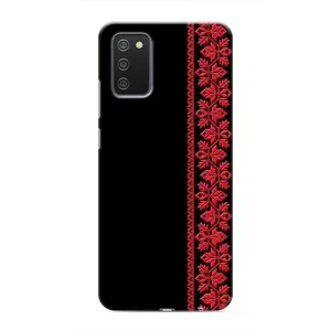 Силиконовый Чехол на Samsung Galaxy M02s с картинкой Вышиванки (Вышиванка на черном)