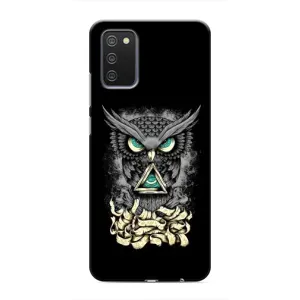 Чехлы с принтом СОВЫ для Samsung Galaxy M02s (Зеленые глаза)
