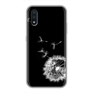 Силиконовый Чехол с одуванчиками на Samsung Galaxy M10 (M105) (Одуванчик на чёрном)