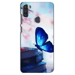 Силиконовый бампер с картинкой животных для Samsung Galaxy M11 (Бабочка синяя)