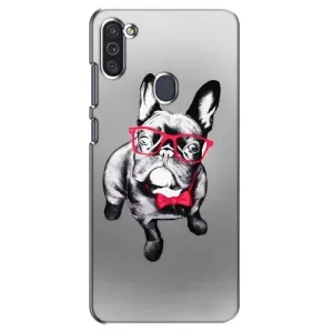 Чехол (ТПУ) Милые собачки для Samsung Galaxy M11 (Бульдог в очках)