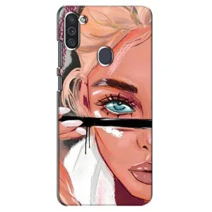 Силиконовый Чехол на Samsung Galaxy M11 с картинкой Стильных Девушек (Девушка и ресницы)
