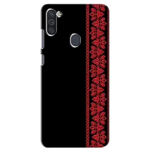 Силиконовый Чехол на Samsung Galaxy M11 (Красная Вышиванка)
