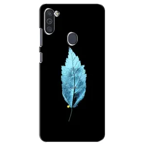 Чехол с картинками на черном фоне для Samsung Galaxy M11 (Листочек)