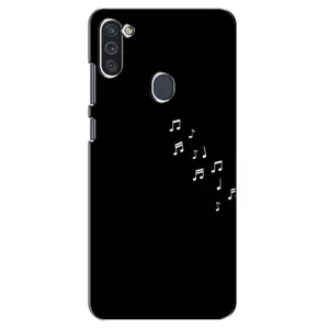 Чехол с картинками на черном фоне для Samsung Galaxy M11 (Ноты)