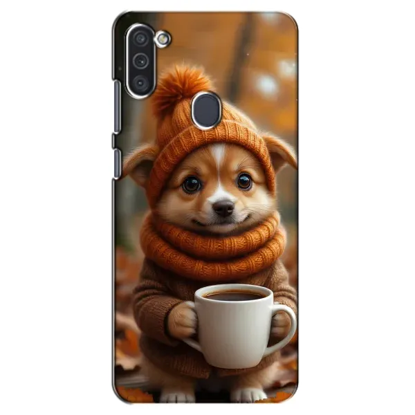 Чехол с рисунком «Собачка с кофе» для Samsung Galaxy M11 Чехол с рисунком «Собачка с кофе» для Samsung Galaxy M11