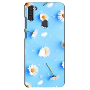 Чохол з Квітами для Samsung Galaxy M11 (ромашки на блакитному)