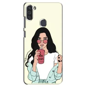 Силиконовый Чехол на Samsung Galaxy M11 с картинкой Стильных Девушек (С напитком)