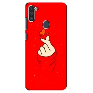 Чехлы (Знак сердечка) на Samsung Galaxy M11 (Сердце на красном)