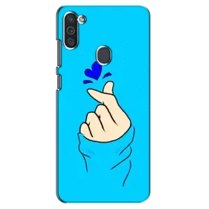 Чехлы (Знак сердечка) на Samsung Galaxy M11 (Сердце на синем)