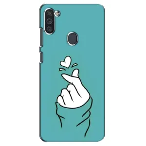 Чехлы (Знак сердечка) на Samsung Galaxy M11 (Сердечко на бирюзовом)
