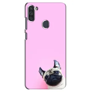 Бампер для Samsung Galaxy M11 с картинкой "Песики" (Собака на розовом)