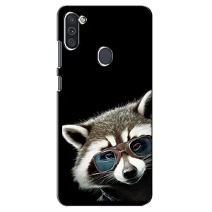 Силиконовый Чехол с Енотами на Samsung Galaxy M11 (Стильный Енот)