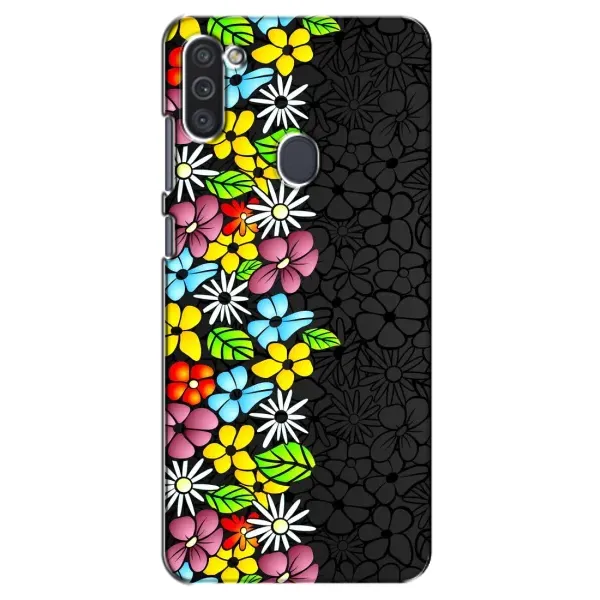 Чехол с рисунком «Яркие цветы на черном» для Samsung Galaxy M11 Чехол с рисунком «Яркие цветы на черном» для Samsung Galaxy M11