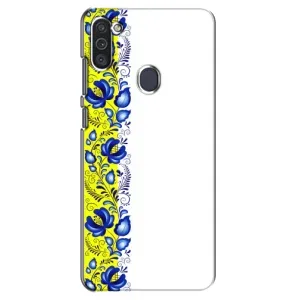Силиконовый Чехол на Samsung Galaxy M11 с картинкой Вышиванки (Желто-синяя вышиванка)
