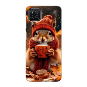 Друкований чохол 'Звірята з кавою' для Samsung Galaxy M12 (Білка з кавою)