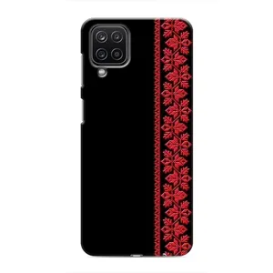 Силиконовый Чехол на Samsung Galaxy M12 с картинкой Вышиванки (Вышиванка на черном)